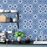 Papel Parede Adesivo Azulejo Cozinha Azul Retro Lavavél 12m - 1