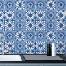 Papel Parede Adesivo Azulejo Cozinha Azul Retro Lavavél 12m - 2