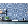 Papel Parede Adesivo Azulejo Cozinha Azul Retro Lavavél 12m - 3