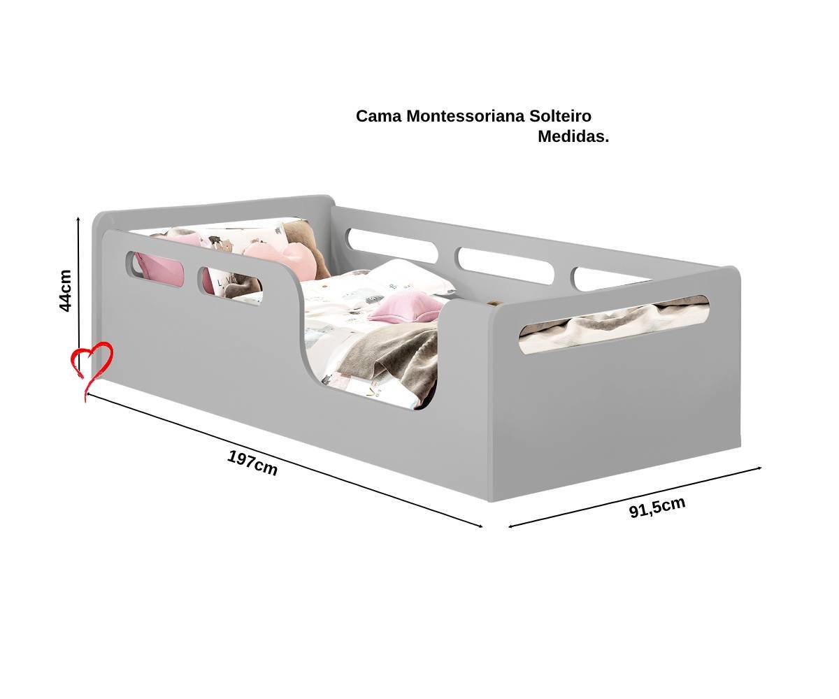 Cama Montessori Solteiro Planet Baby Cor:Cinza - 3