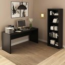 Ver imagem 2 de Kit Escritório e Home Office com Mesa e Estante 5 Nichos Cor:preto