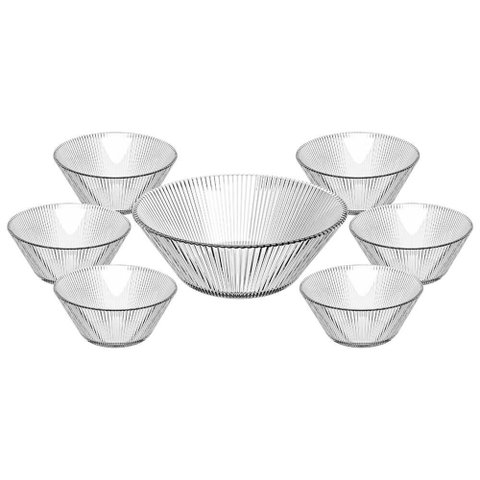 Centro de Mesa de Vidro Transparente Graffiato 7 Peças - Hauskraft