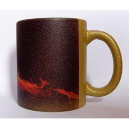 Caneca De Cerâmica Resinada Com Glitter Dourada Coração - 1