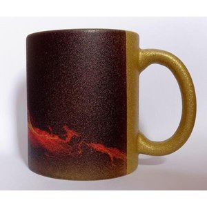 Caneca De Cerâmica Resinada Com Glitter Dourada Coração