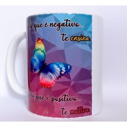 Caneca Branca De Cerâmica Resinada Borboleta - 2