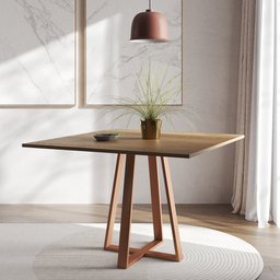 Mesa de Jantar Mônaco 110cm Tampo Imbuia Pés Cobre - 1