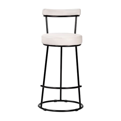 Banqueta Alta Cozinha 70cm Encosto Industrial Aço Kit 4 Ziria Pu Off White S02 - D’Rossi