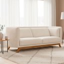 Ver imagem 6 de Sofá Oslo 3 Lugares 210cm Off White Bouclé Base Madeira Contemporâneo Sofá Home