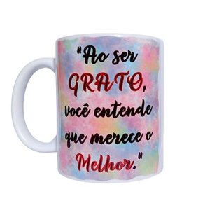 Caneca Branca De Cerâmica Resinada Gratidão