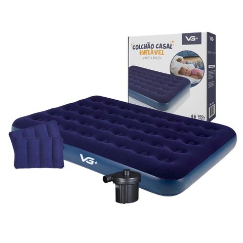 Colchão Casal Infável + 2 Travesseiros + Bomba Elétrica 220v Vg Plus