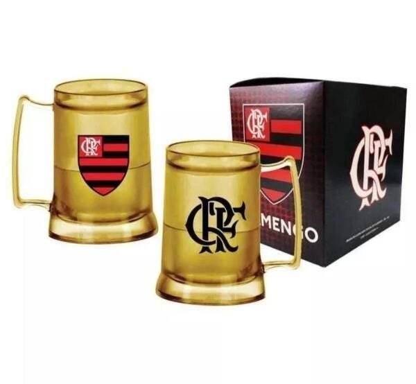 Caneca Copo Gel Flamengo Dourada 400Ml Oficial - 1