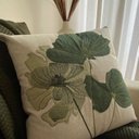 Ver imagem 2 de Kit 2 Capas de Almofadas Linho Bordada Floral Verde