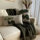 Ver imagem 4 de Kit 2 Capas de Almofadas Linho Bordada Floral Verde