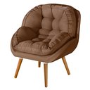 Ver imagem 2 de Poltrona Linho Sênior Luxuosa com Pé em Madeira Maciça:linho Terracota