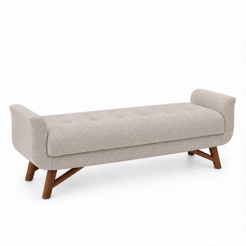 Puff Recamier 160cm Andros Linho Bege - Sallar Home