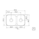 Ver imagem 5 de Cuba de Embutir/sobrepor Tramontina Isis 2c 34-28 Bs em Aço Inox Polido 69x40 com 2 Cubas Aço Inox