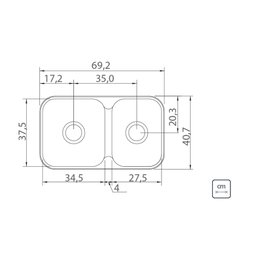 Cuba de Embutir/sobrepor Tramontina Isis 2c 34-28 Bs em Aço Inox Polido 69x40 com 2 Cubas Aço Inox - 5