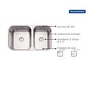 Ver imagem 3 de Cuba de Embutir/sobrepor Tramontina Isis 2c 34-28 Bs em Aço Inox Polido 69x40 com 2 Cubas Aço Inox