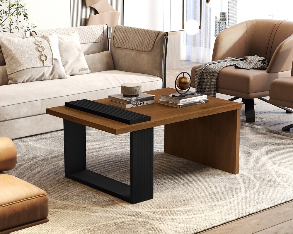 Mesa De Centro Retangular Jb 8020 luxo mdf:PEROLA CARAMELO | MadeiraMadeira