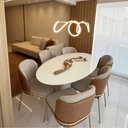 Ver imagem 4 de Mesa de Jantar Cone Oval 140x90 Cm Tampo Laca + Vidro Branca Base Branca Cor Branco