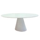 Ver imagem 1 de Mesa de Jantar Cone Oval 140x90 Cm Tampo Laca + Vidro Branca Base Branca Cor Branco