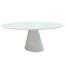 Mesa de Jantar Cone Oval 140x90 Cm Tampo Laca + Vidro Branca Base Branca Cor Branco - 1