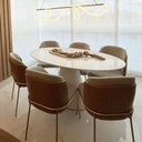 Ver imagem 2 de Mesa de Jantar Cone Oval 140x90 Cm Tampo Laca + Vidro Branca Base Branca Cor Branco