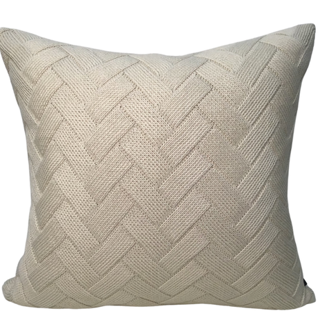 Almofada de Tricot Geométrico Offwhite Quadrada:Completa