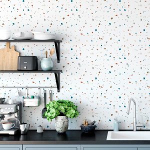 Papel de Parede Adesivo Terrazzo Granilite Sala Quarto 5m