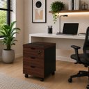 Ver imagem 1 de Gaveteiro Móvel Escritório 40cm x 50cm 3 Gavetas Chave e Rodízios F5 Office Cor:Louro Preto com