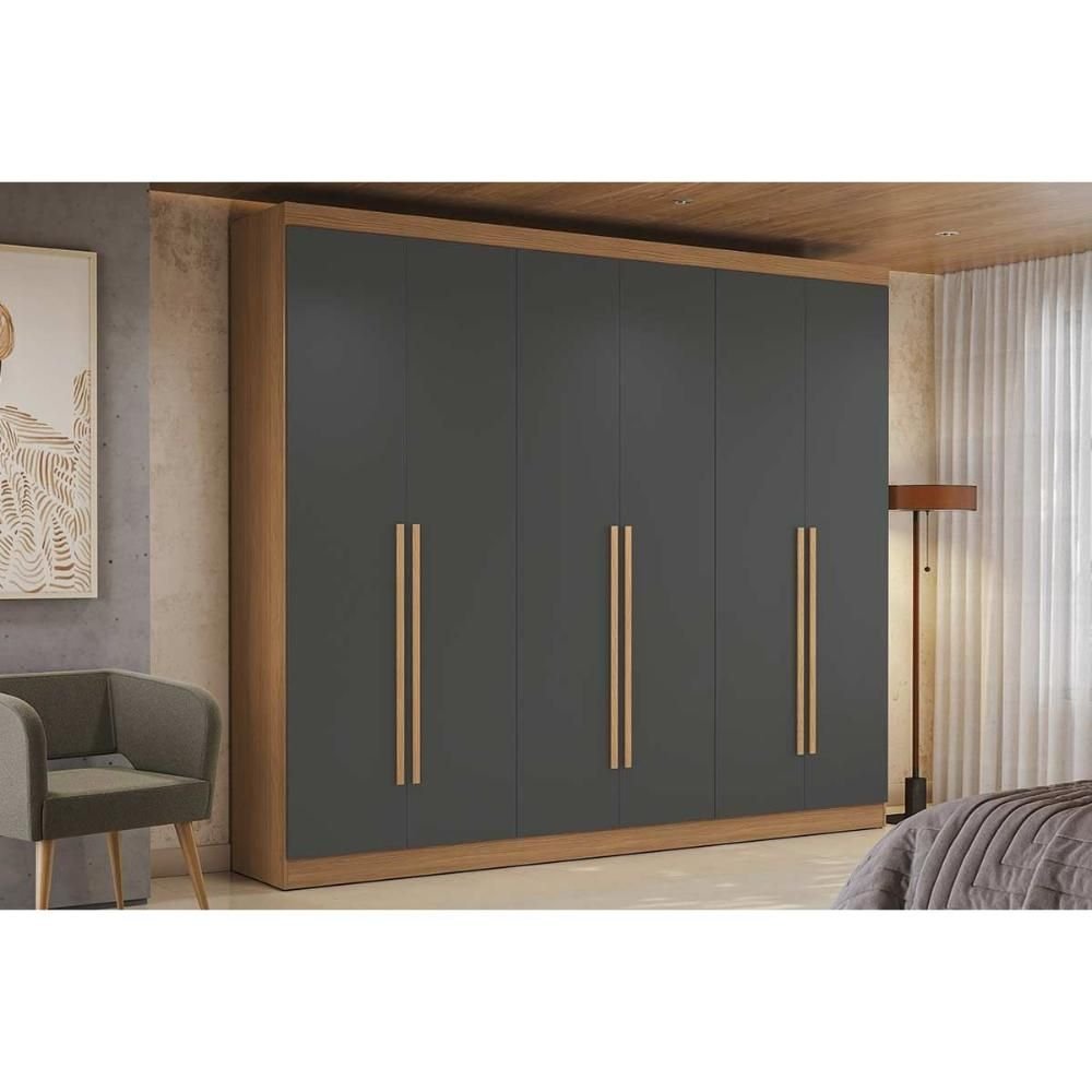 Guarda Roupa 6 Portas e 3 Gavetas T580 Canela/Grafite - Kappesberg ...