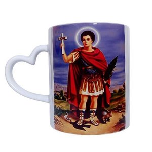 Caneca Cerâmica Resinada Com Alça De Coração -Santo Expedito