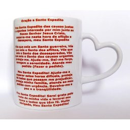 Caneca Cerâmica Resinada Com Alça De Coração -Santo Expedito - 2