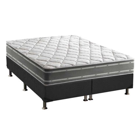 Cama Box King: Colchão Ortopédico Anjos D33/EP Supremo Track Double Face + Base CRC Suede Gray(193x2