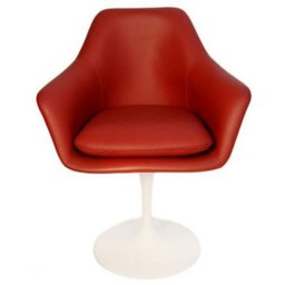 Cadeira Tulipa com Braço Branca Revestida Vermelho Vermelho - 1