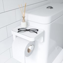 FLEX - PORTA PAPEL HIGIÊNICO COM SUPORTE/PRATELEIRA (COM VENTOSA) - 1