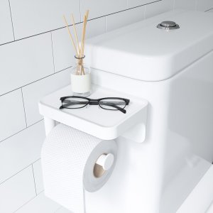 FLEX - PORTA PAPEL HIGIÊNICO COM SUPORTE/PRATELEIRA (COM VENTOSA)