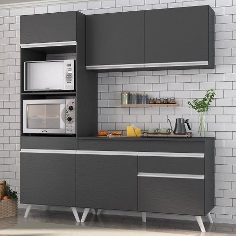 Armário De Cozinha Compacta 3 Peças Mp3694.898 Veneza Multimóveis Preto