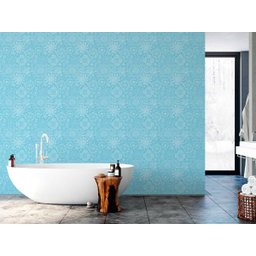 Papel de Parede Adesivo Floral Mandala Azul Quarto Sala 10m - 3