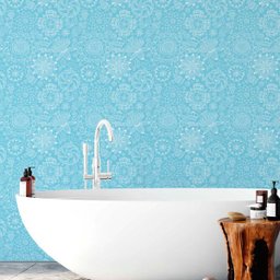 Papel de Parede Adesivo Floral Mandala Azul Quarto Sala 10m - 1