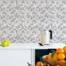 Papel Parede Lavável Pastilha Estilo Aço Cinza Cozinha 10m - 2