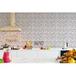 Papel Parede Lavável Pastilha Estilo Aço Cinza Cozinha 3m - 3