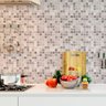 Papel Parede Lavável Pastilha Estilo Aço Cinza Cozinha 3m - 1