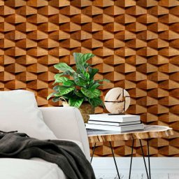 Papel de Parede Adesivo Geométrico Madeira Marrom Sala 12m - 2