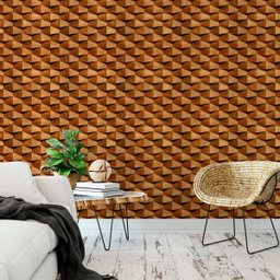 Papel de Parede Adesivo Geométrico Madeira Marrom Sala 12m - 3