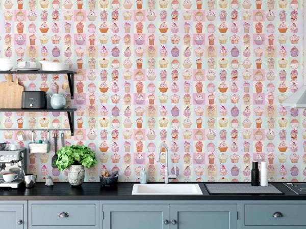 Papel Parede Adesivo Cupcake Doce Confeitaria Cozinha 3m - 3