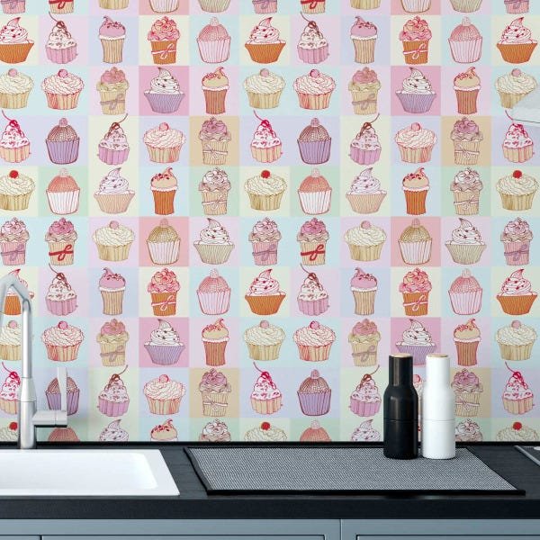 Papel Parede Adesivo Cupcake Doce Confeitaria Cozinha 3m - 2