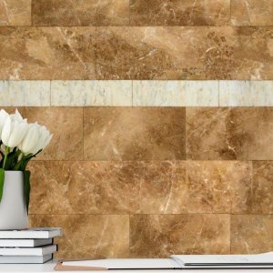 Papel de Parede Adesivo Mármore Pedra Bege Natural Sala 10m