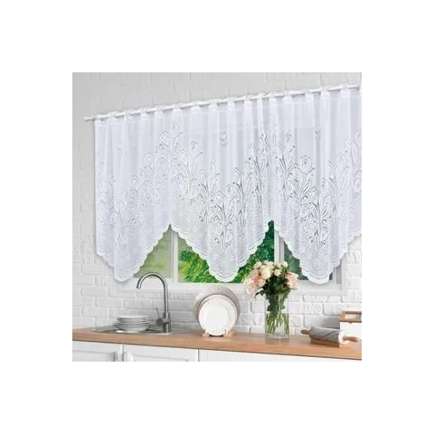 Cortina Bando Renda Cascata Cozinha Tulipa Branca 2,65x1,00
