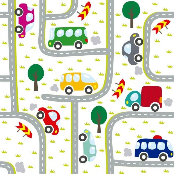 Papel De Parede Adesivo Carros Estrada Quarto Infantil 12m